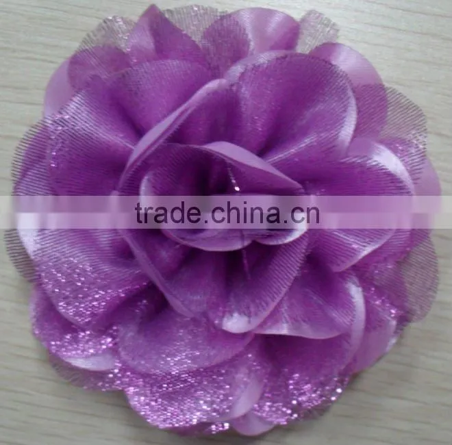 Purple Hand Fabric Flower (satin and organza)
