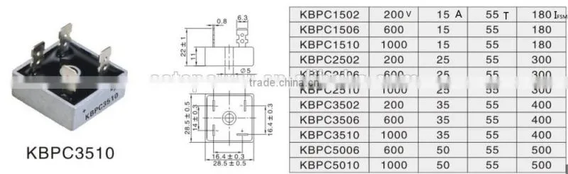 KBPC Brief Introduction of Bridge Rectifiers KBPC3510 KBPC5010 KBPC5006 KBPC3506 KBPC2510 KBPC1510