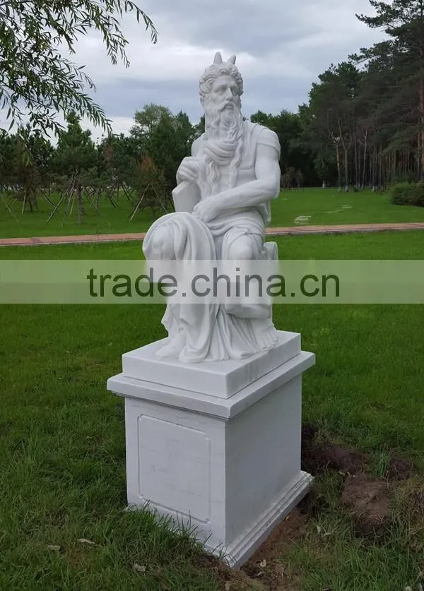 Hand Carved Famous White Marble Garden Moses Statue