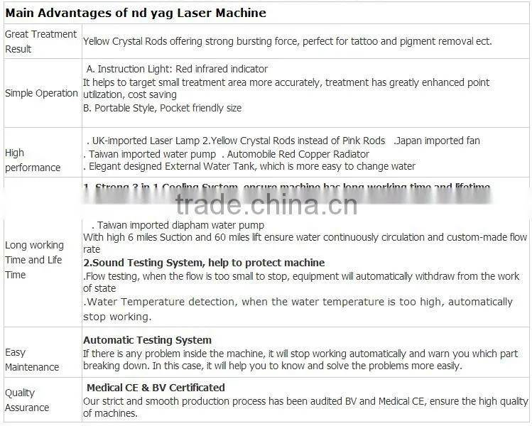 Aluminum case nd q switch yag laser remover tattoo portable machine