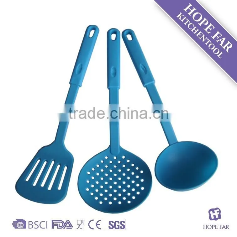 N246-8 Heat resistant 3pcs blue color nylon cooking tools set