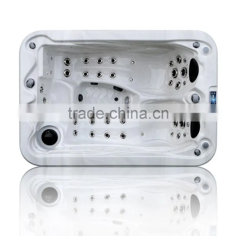 factory small hot bathtubs&whirlpool for 3 person with 2 lounge seats indoor spa bathtub for family