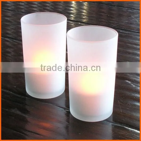 Good quality round frosted glass candle holder
