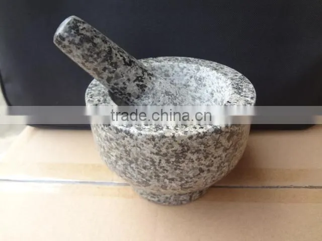 black polished granite mortar and pestle