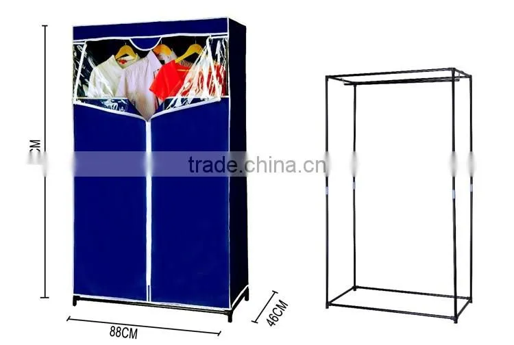 Store More Fashional Blue Fabric Wardrobe with PVC Window