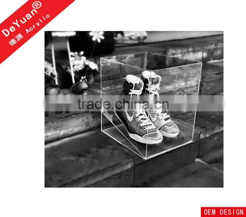 Top Grade Custom Transparent Acrylic Shoes Box Slant Display Board