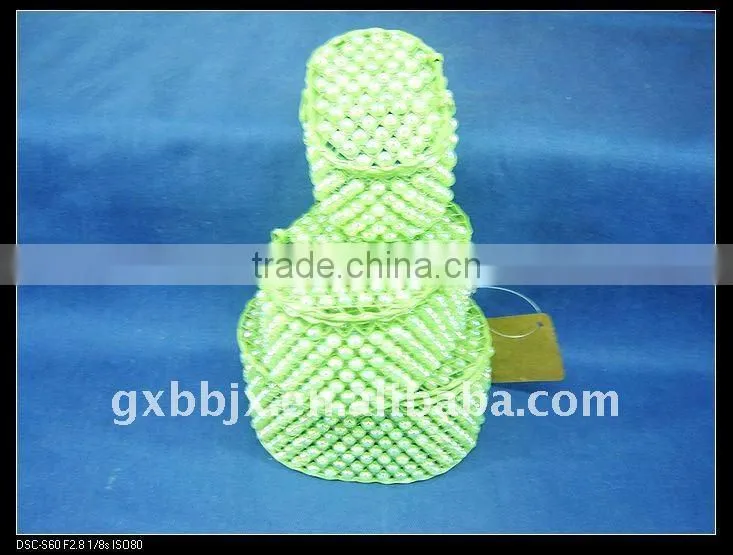 Green pearl wire makeup box set with lid