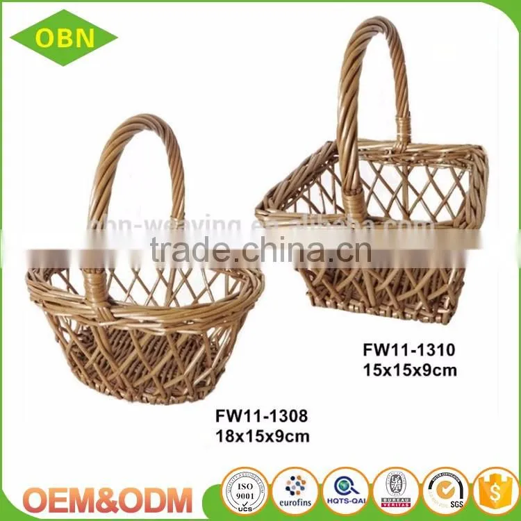 Custom size small hanging storage wholesale wicker basket with handle for gift