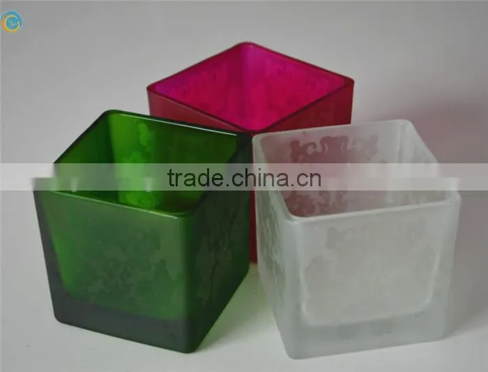 cheap square glass candleholder for wax
