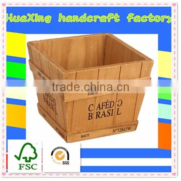 Wooden newest design flower pot round shallow garden planter wholesale