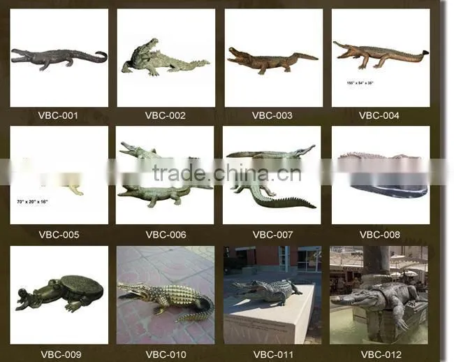 Customed modern garden sculpture bronze alligator art