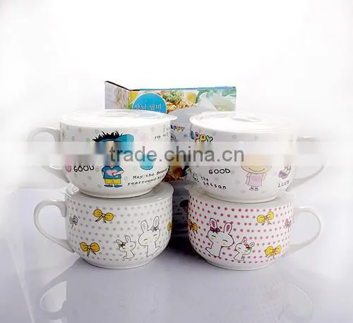 Fresh-keeping Ceramic Mug with Plastic Cover
