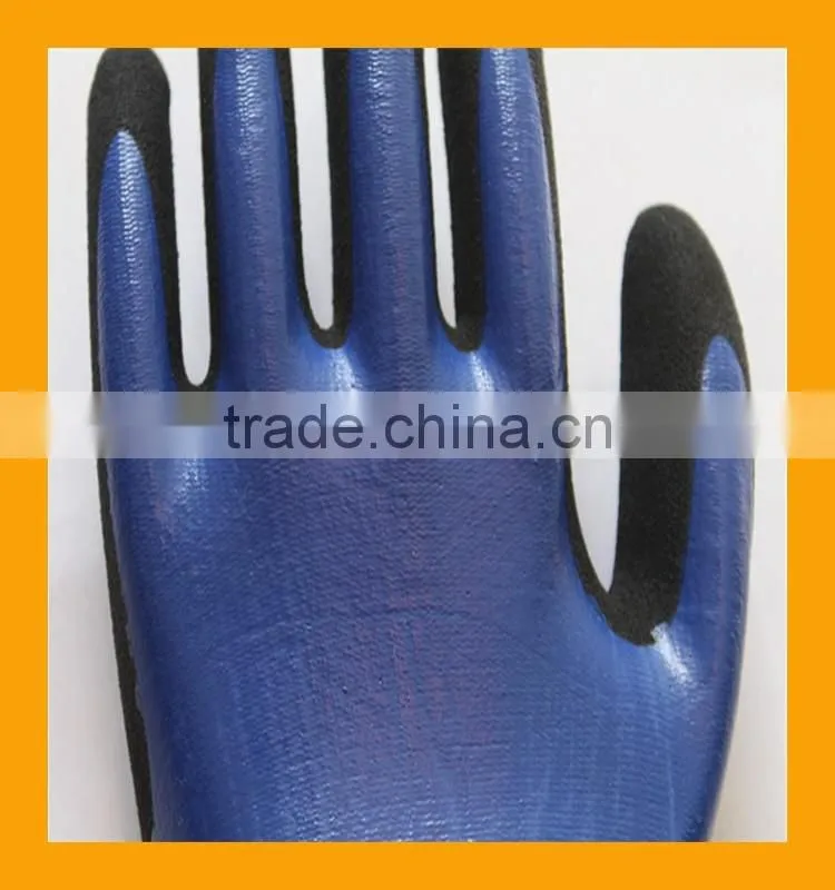 Chemical Resistant Smooth Nitrile Fully Dipped Grip Sandy Nitrile Palm Double Coated Work Gloves