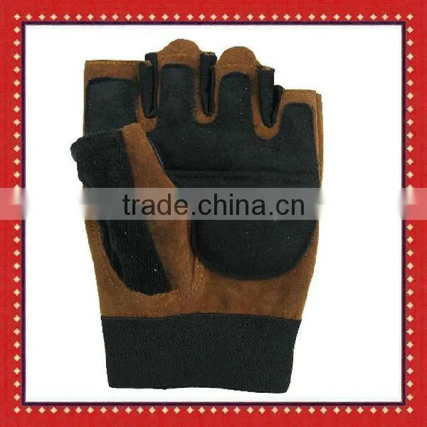 Black Suede Leather gym gloves