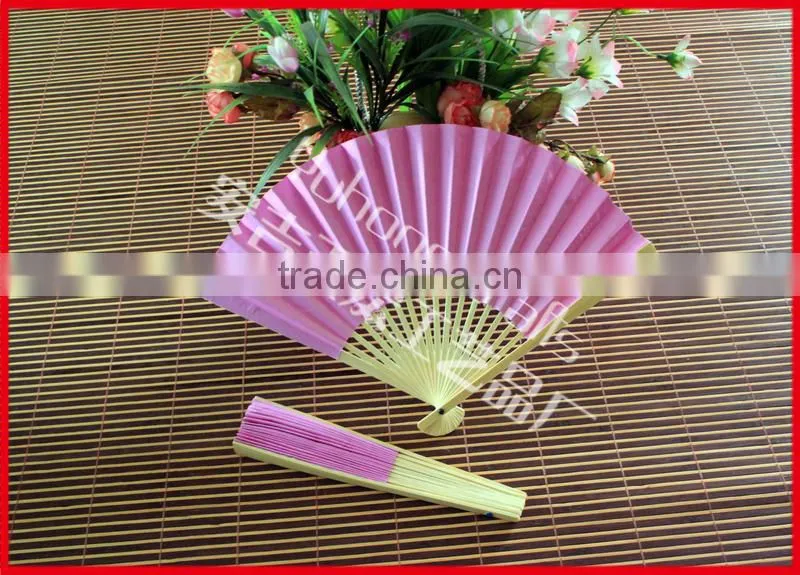 Popular double sides paper bamboo hand fan