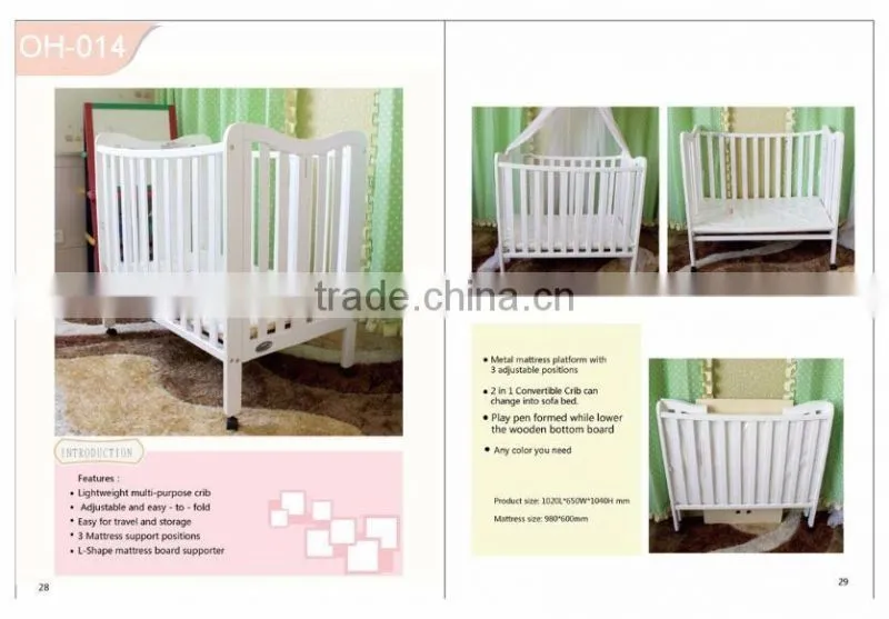 whole sale high quality solid wood adult baby crib