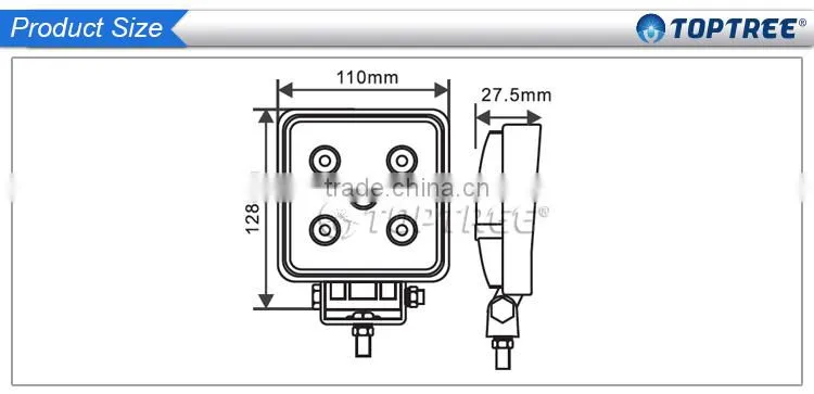 Long Lifespan Square Led Work Light Aluminum Plastic Housing Agricultural Driving Lamp