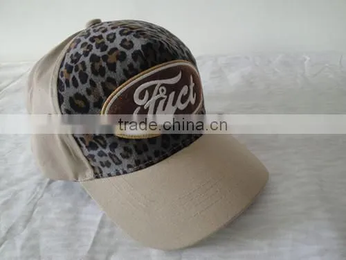 2013 Fashion Custom applique leopard baseball cap / baseball cap 6 panels