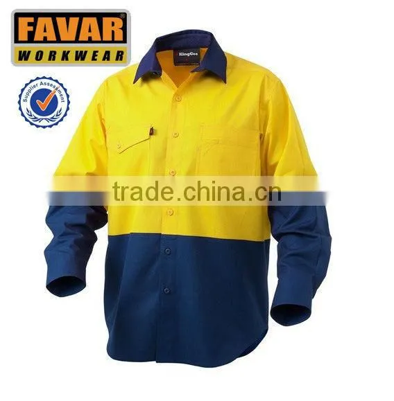 mens fire resistant hi visibility safety work shirt