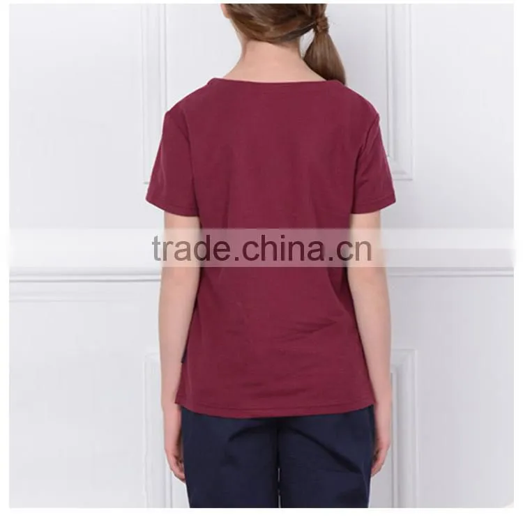 British Academy style 2017 new light Chinese style school boys and girls red short sleeved T-shirt custom