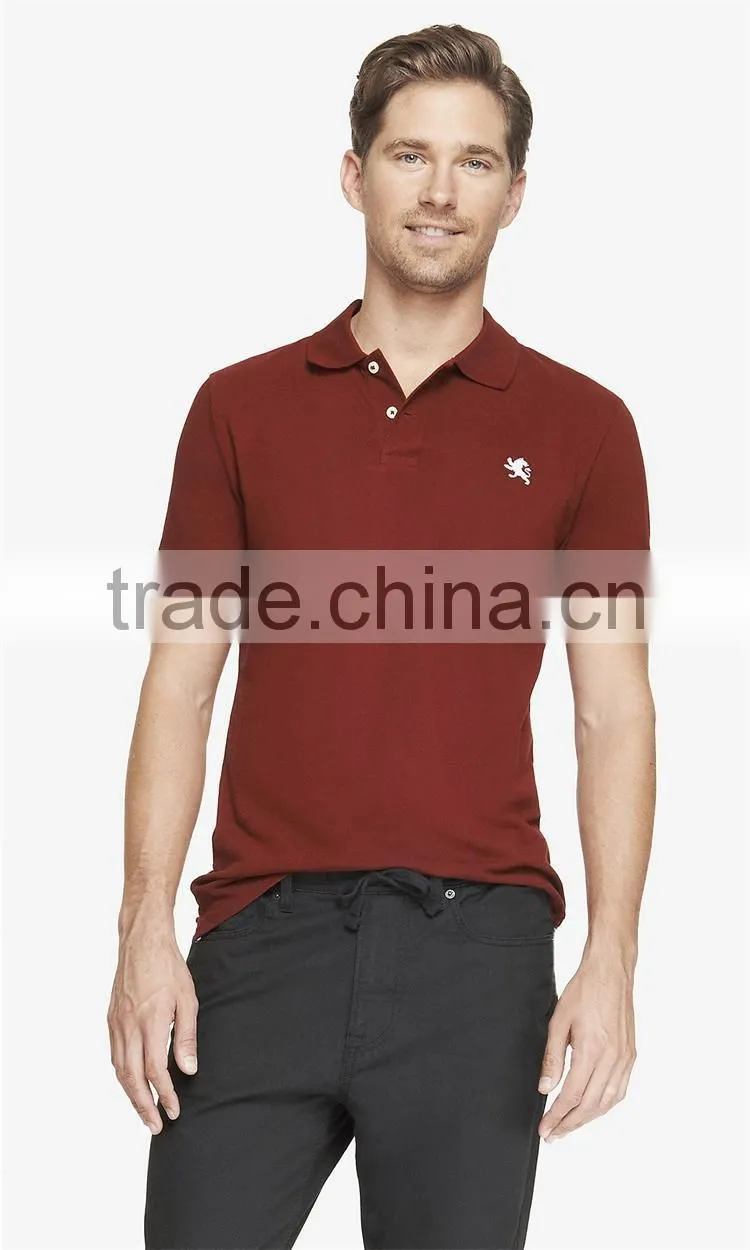 2015 new trendy mens slim fit pique polo t shirts with custom logo