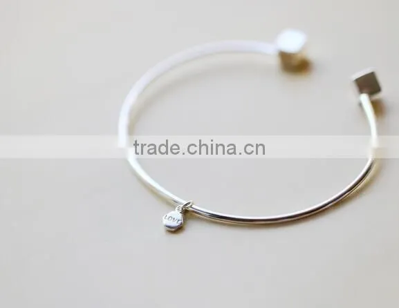 F20080N Copper silver plated bracelet hexagon open bracelet lettering LOVE