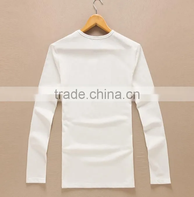 pure white simple ladies 100% cotton long sleeve t-shirt