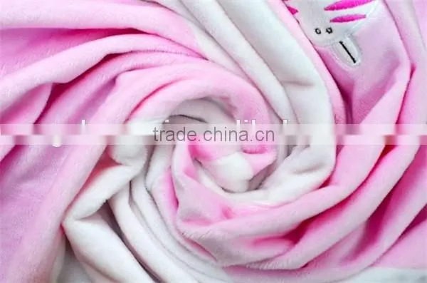 Plain Animal Embroidered Double Color block baby soft thick fleece blanket