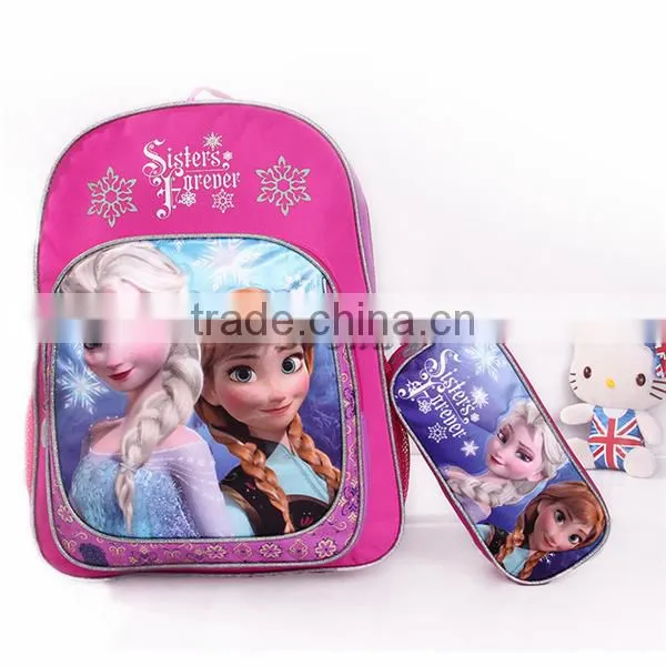 Wholesale Frozen school bag Elsa Anna backpack with pencil case Student school backpack