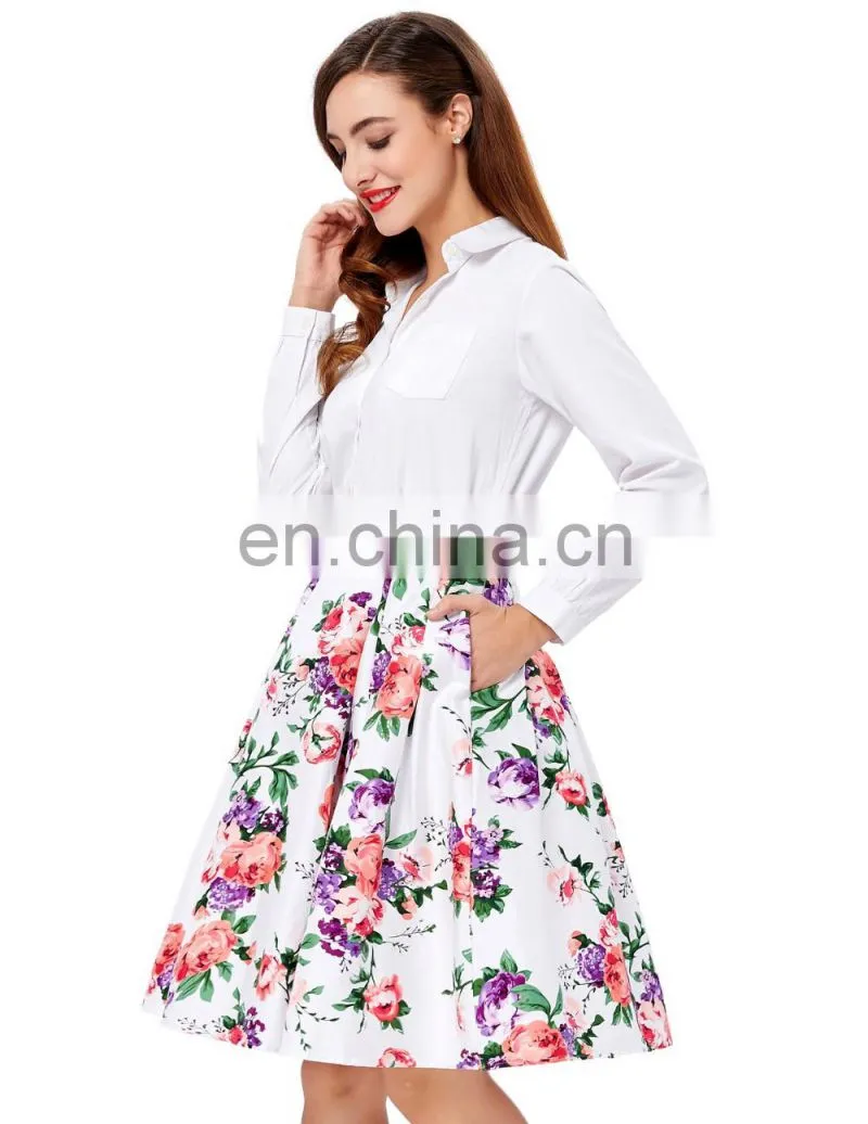 Grace Karin Occident Women's Vintage Retro Floral Pattern Cotton Skirt 9 Patterns CL008925-7