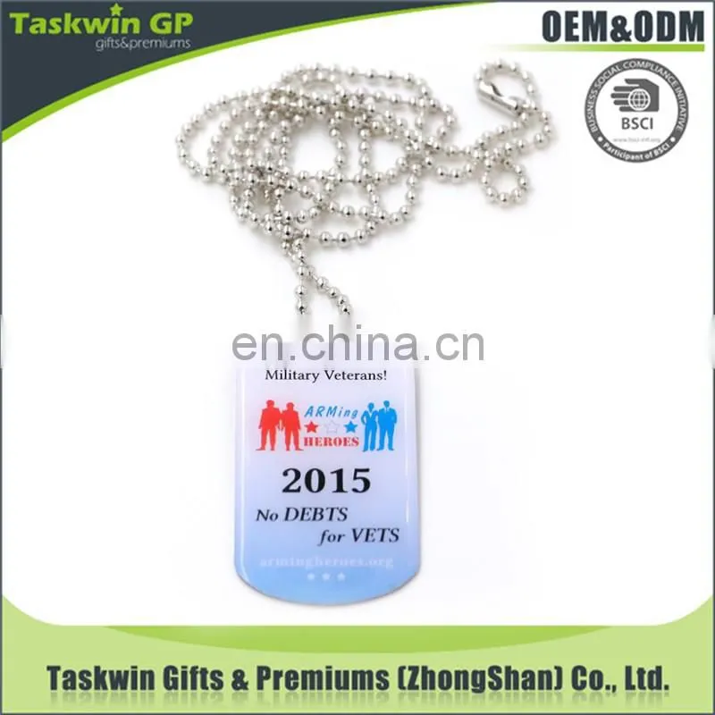 Metal dog tag with chain, metal dog tag with printing logo, custom sublimated dog tag for sale