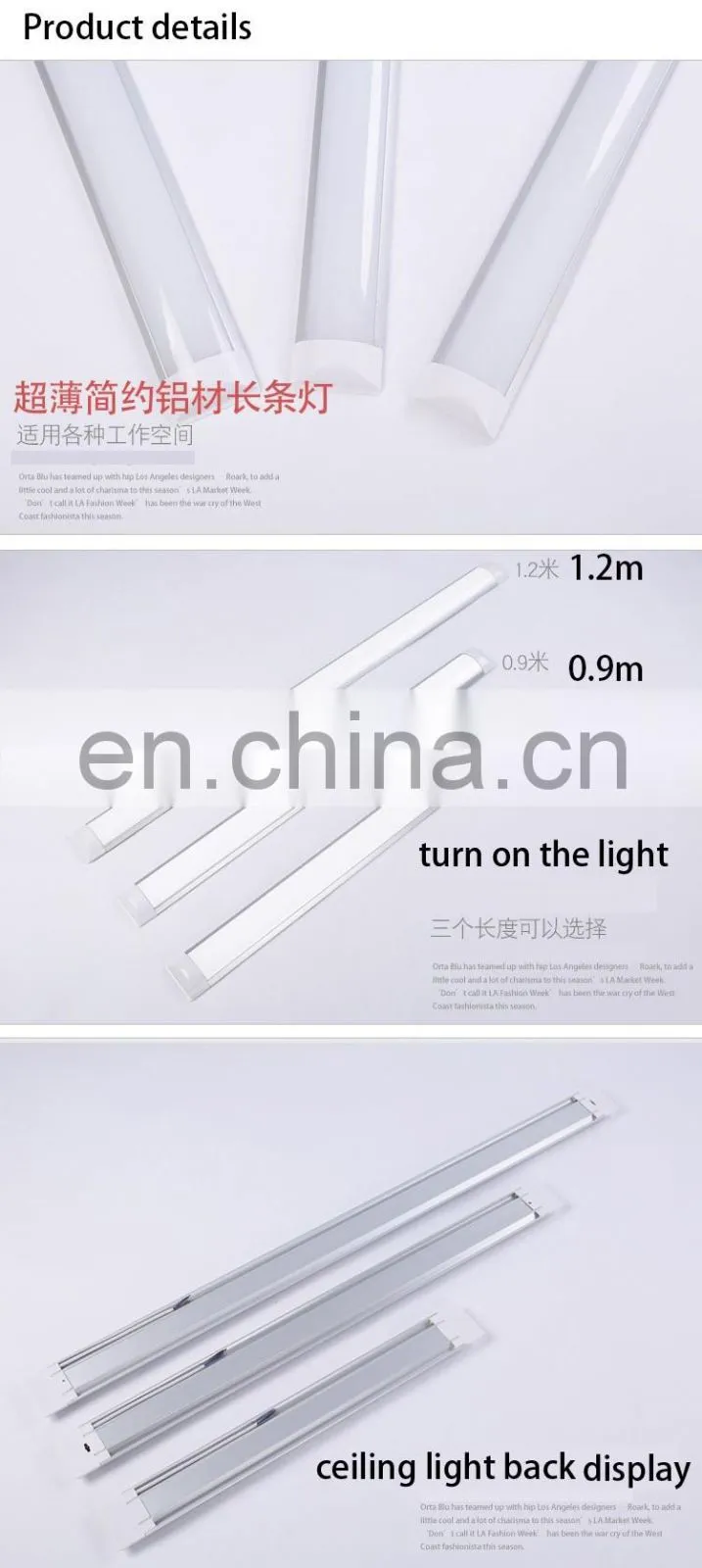 18W Industrial modern strip shaped ceiling light silver office hanging indoor lamp