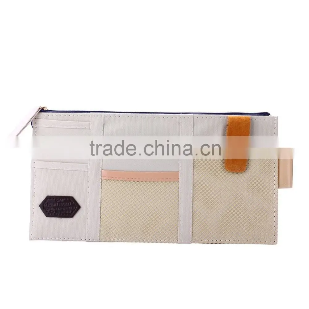 New Multi-purpose Auto Car Sun Visor Organizer Pouch Bag Card Storage Holder Beige