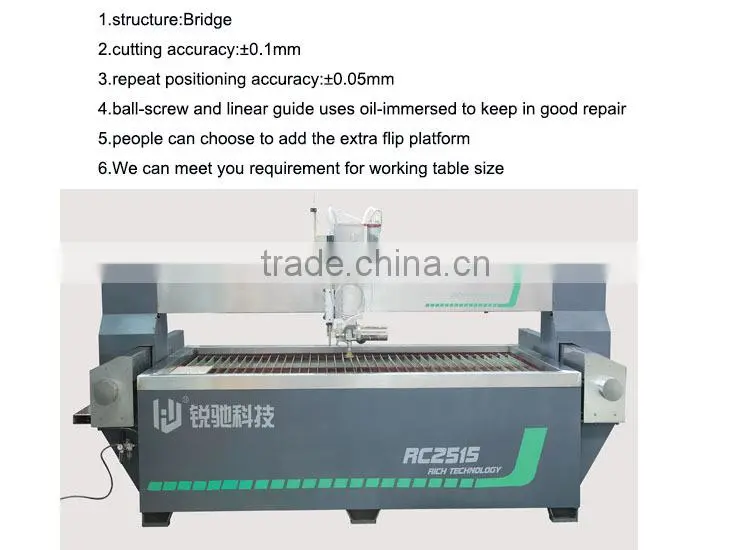 marble stone working table of waterjet cutting machine