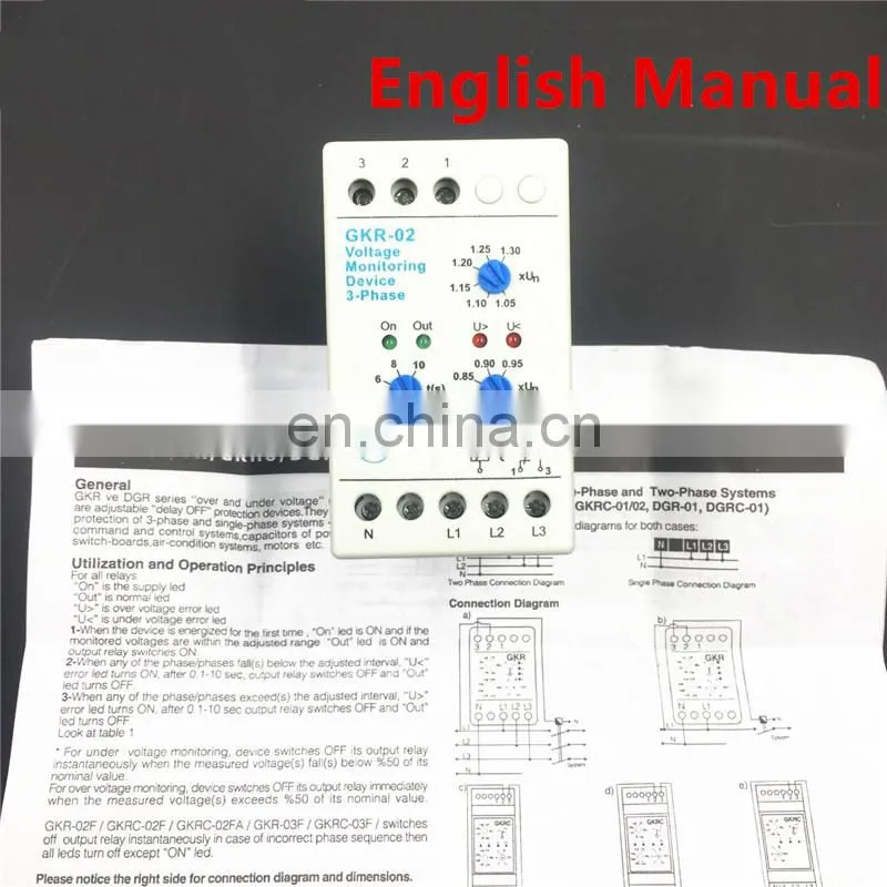 GKR-02 Voltage Monitoring Device Relay Phase Failure And Phase-sequence Protection Relay Din Rail Motor Protection