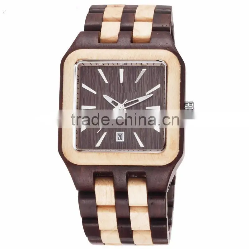 sandal wood men work luxury watch with calendar