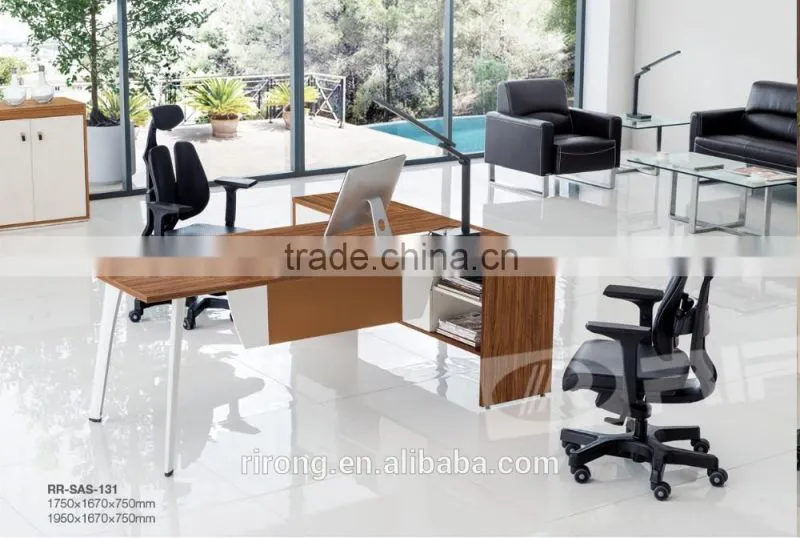 Latest wooden brown furniture office desk with dividers