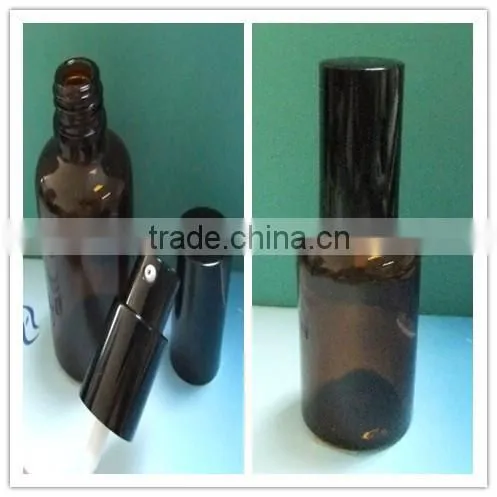 5ml/10m/15ml/20ml/30ml/50ml/100ml round brown glass bottle with metal pump mist sprayer