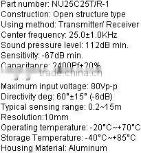 High quality open structure ultrasonic sensor NU25C25T/R-1
