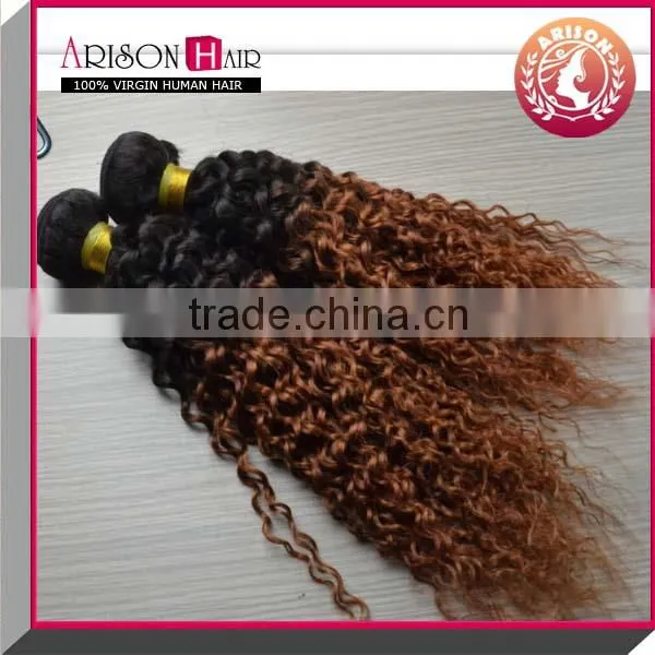 Factory direct sale 16 18 20 Inch Two Tone Ombre Colored Hair Weave Bundles With Closure