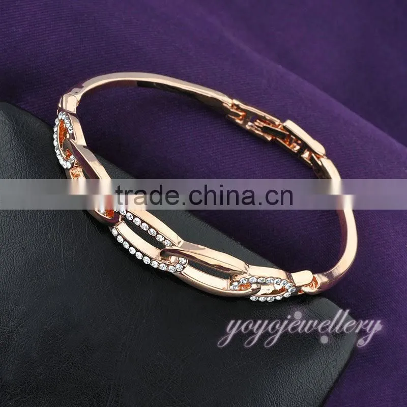 womens jewellery link shaped crystal 18k gold bangle saudi arabia jewelry