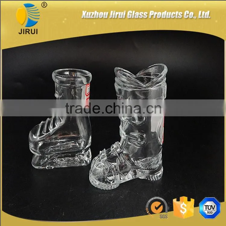 mini glass drinking cup with shope shape wholesale