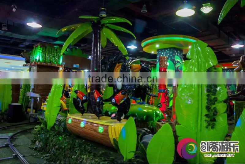 2016 new design jungle style laser shot game car with tracks for theme park