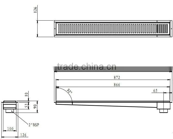 Audemar Stainless Steel 304 Sloped Channel Base Linear Shower Floor Drainer