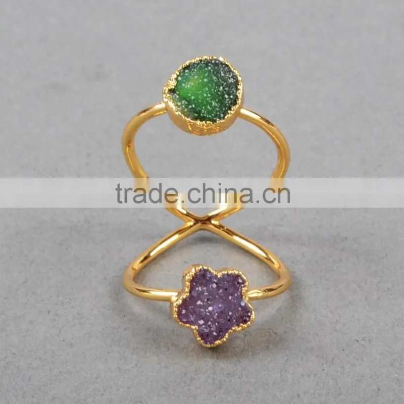 Full finger authentic druzy ring