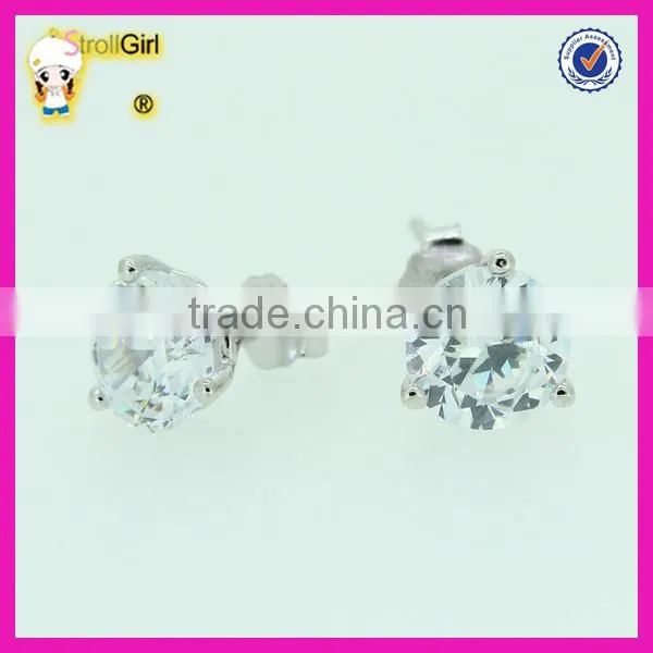 Hot Sale 925 Sterling Silver Stude Earring Clear CZ Stone Pave Silver Earring
