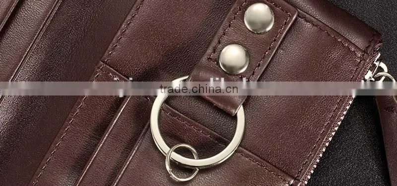 Multifunction high quality brown leather key wallet with card holder