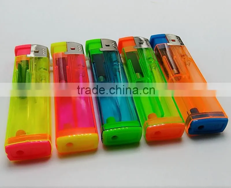 2016 Colored transparent gas lighters cigarette electronic lighter