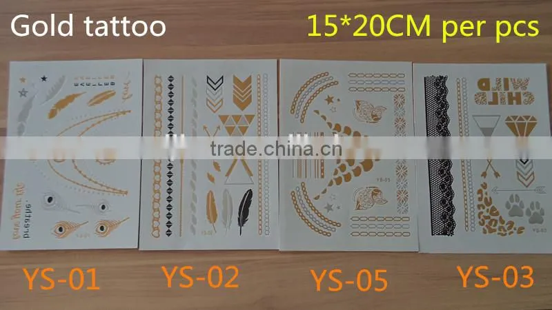 jewelry tattoo Flash Tattoos Newest Temporary gold silver tattoos 15*20CM
