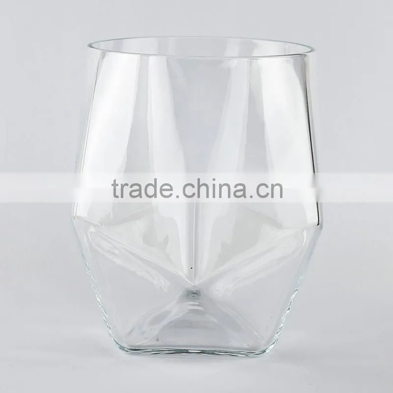 Special unique customized size clear tranparent popular model leadfree diamond shaped shot whisky glass
